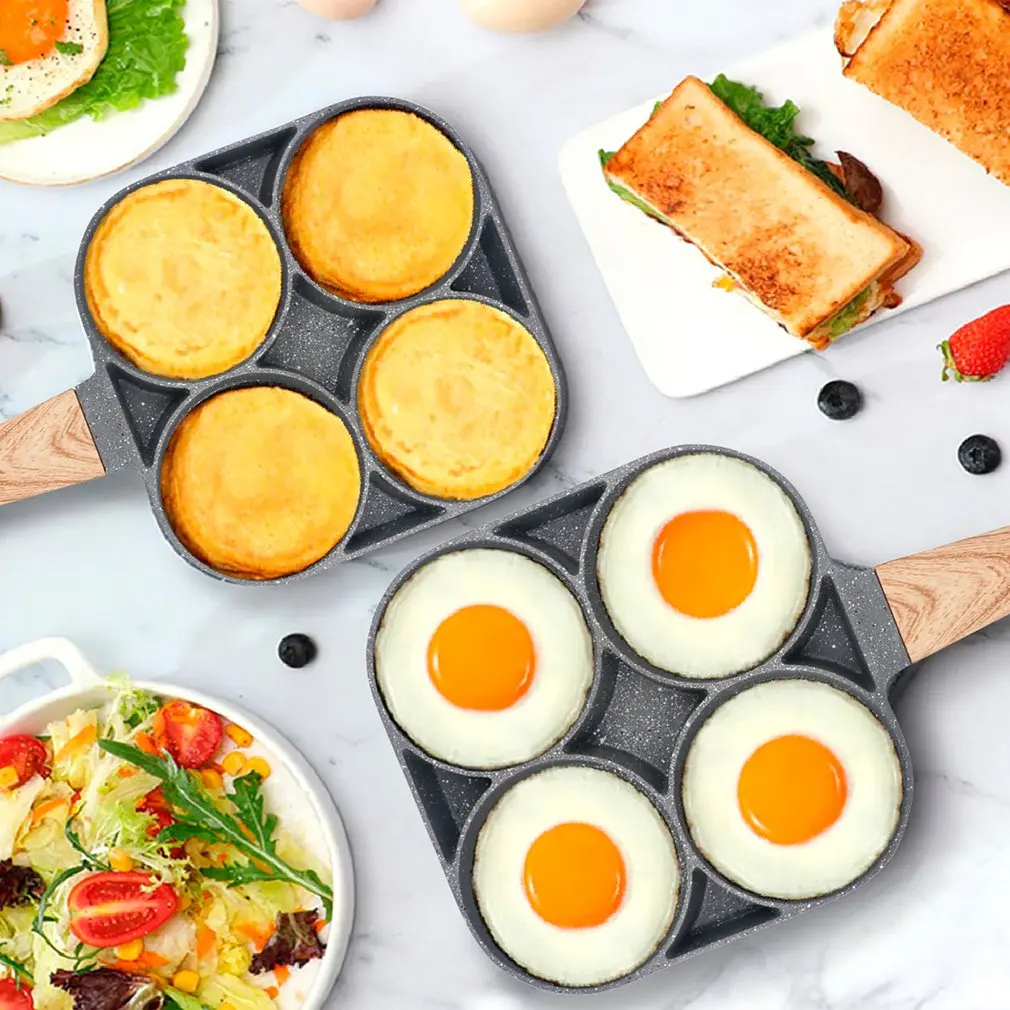 4-Hole Egg Frying Pan 4- Pan Non-stick Frying Pan 4-Cup Egg Frying Pan  Maifan Stone Coating Egg Cooker Pan Compatible with All Heat Sources,for  Egg