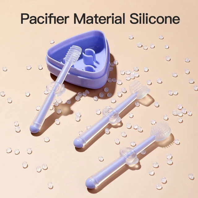 Infant Baby Silicone Deciduous Teeth Toothbrush Oral Tongue Cleaner With PP Storage Box 2