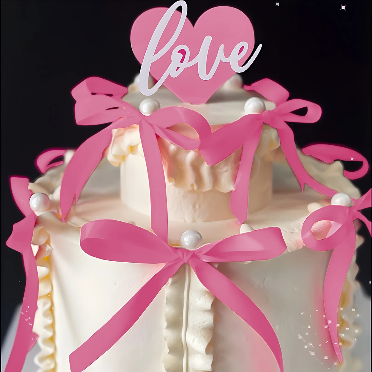 Rot Rosa Schleife Band Kuchen Dekoration Desserts Home Decor Geburtstag Party Dekor Kinder Valentinstag Romantische Abend Veranstaltungen Dekor – Detail 3