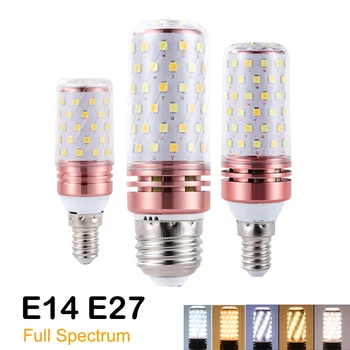 슈퍼 브라이트 LED 전구 에너지 절약 램프 E14 소형 나사 E27 옥수수 램프 가정용 조명, 3 색 디밍 풀 스펙트럼 220V