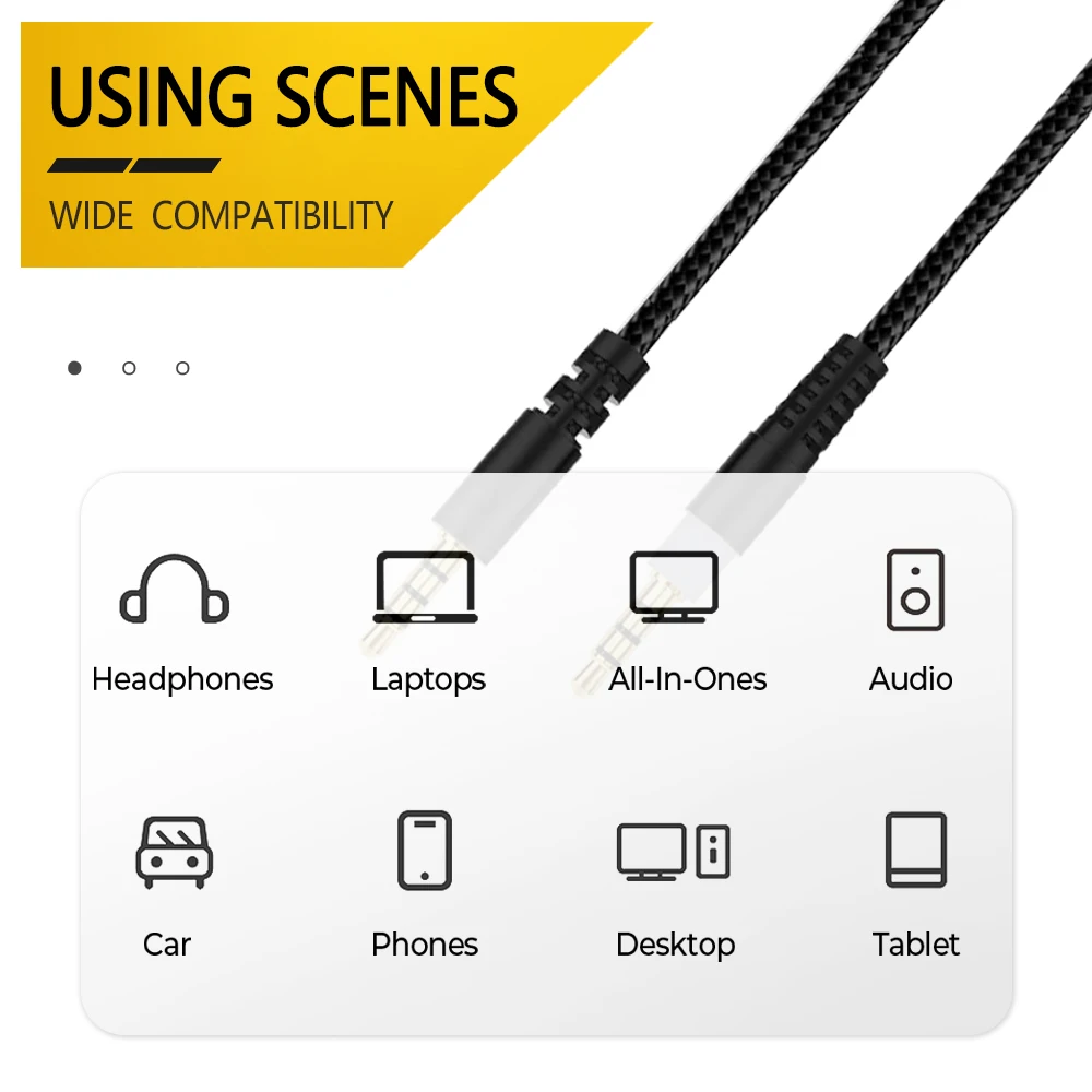 For Kingston HyperX Cloud Mix,Cloud Alpha Nylon Braided OFC 3.5MM jack Male to Male Headphone Cable Gaming Headset Audio Wire