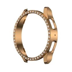 Elegant Diamond Crystal Watch Cover - Premium Protective PC Hollow Anti-Fall Case for Galaxy Watch 7 40mm (Rose Gold)