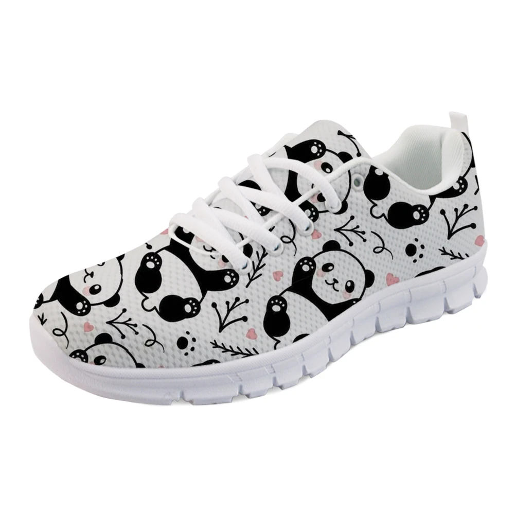 

KUILIU Sneakers Kid Ladies Flats Sneakers Women Casual Shoes Cute Cartoon Panda Design Air Mesh Lightweight Female Footwear