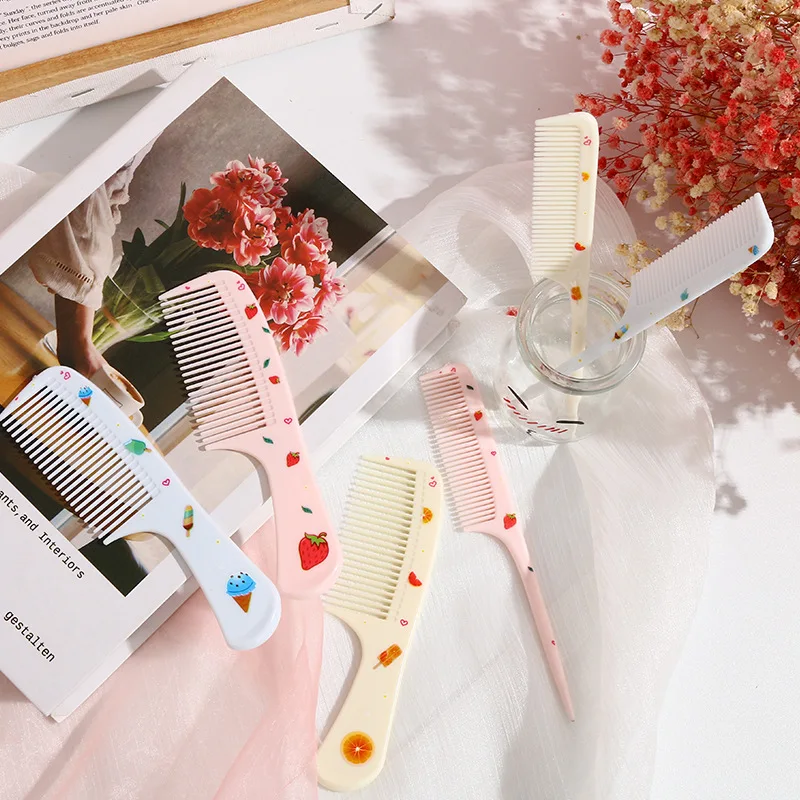 Kids Hairdressing Comb 2pcs/set Anti-static Pointed Tail Comb for Girls Cute Strawberry Fruit Hair Cmb Kids Hair