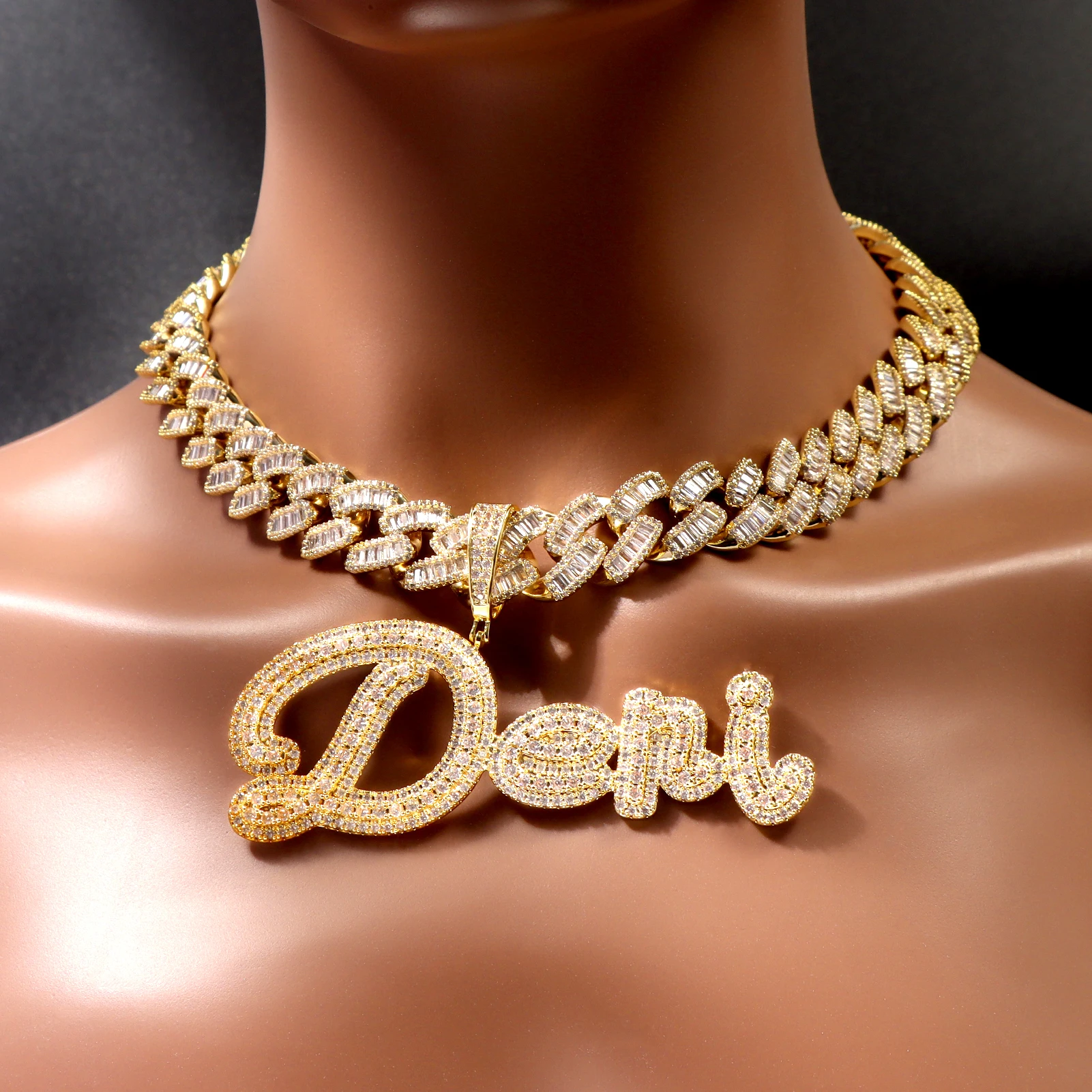 JINLIN Personalized Name Necklace Cuban Choker Hip Hop