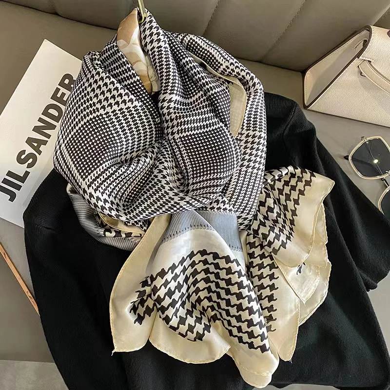 

Luxury Brand Women Silk Scarf Female Scarves Ladies Beach Wrap Chiffon Shawl Carriage printed sunscreen bandanna foulard muffler