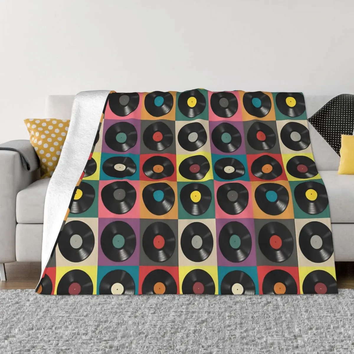 

Music Notes Blanket Flannel Vinyl Record Cozy Soft FLeece Bedspread