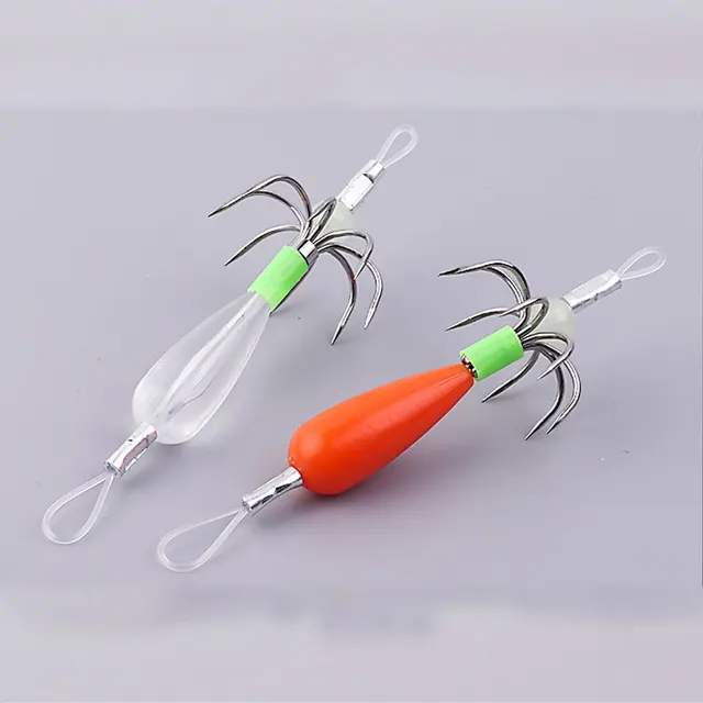 AS 5Pcs Squid Jig Bait Pesca Glow Hooks Metal Shrimp Sinker