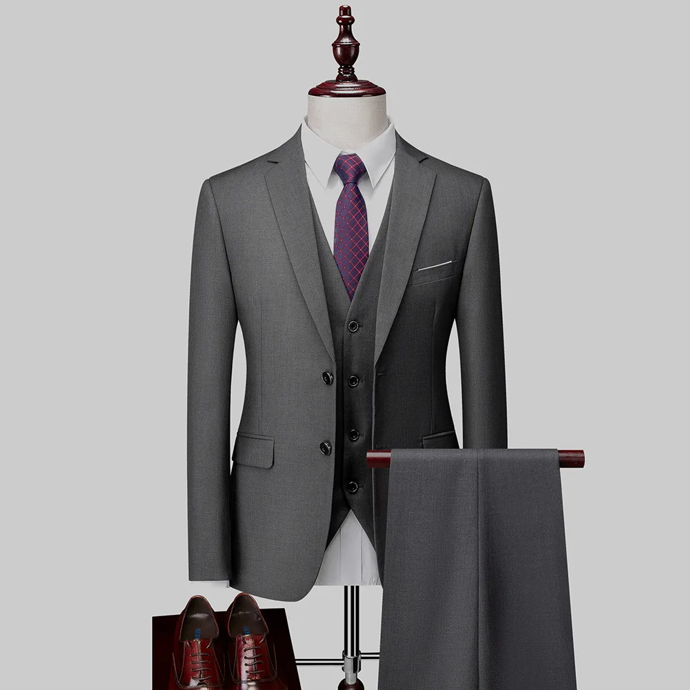 Men's Slim Fit Suits Blazer Jacket Vest Pant 3 Piece Set Wedding Groom Party Business Smart Casual Suit for Men Four Seasons