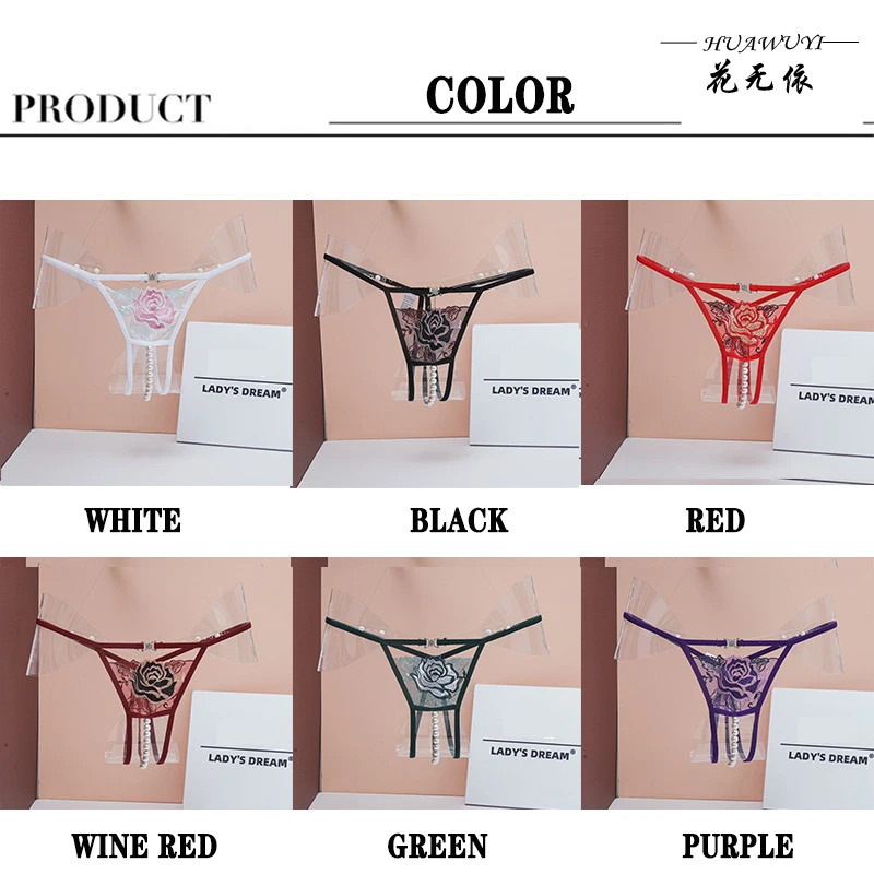

Meet'r Women Sexy Lace Panties Low-waist Underwear Thong Female G String Breathable Lingerie Temptation Embroidery Intimates