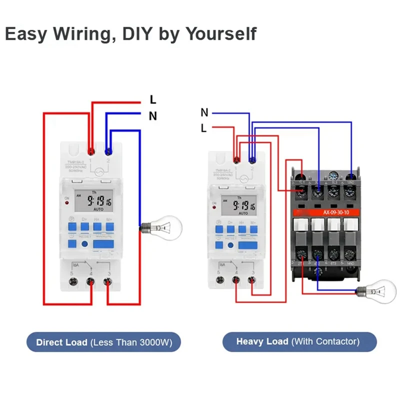 N15R-Programmable Digital Time Switch Relay Timer Control AC 220V 16A Din Rail Mount TM919A Timer Switch