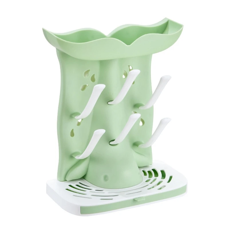 Innovative Baby Bottle Drying Rack ABS Baby Bottle Drying Rack with Modern Appearance Vertical with 6 Pegs for Kitchen