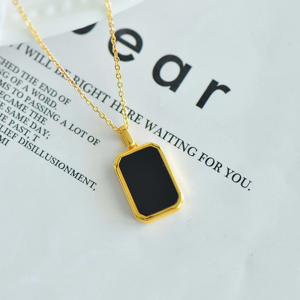 18K Gold Pendant Black Agate Pendants for Woman Square Shape Pendant Au750 Jewelry with Certificate Top Quality