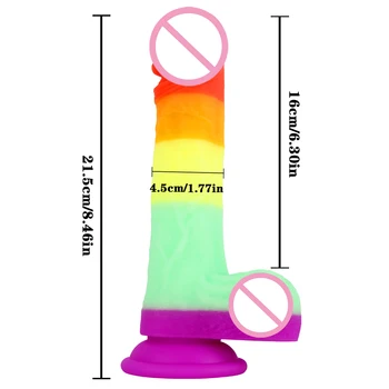New Rainbow Color Dildo Realistic Dildo Penis Leopard Print Harness Belt Strap on Dildos Female Masturbator Sex Toys for Women 5