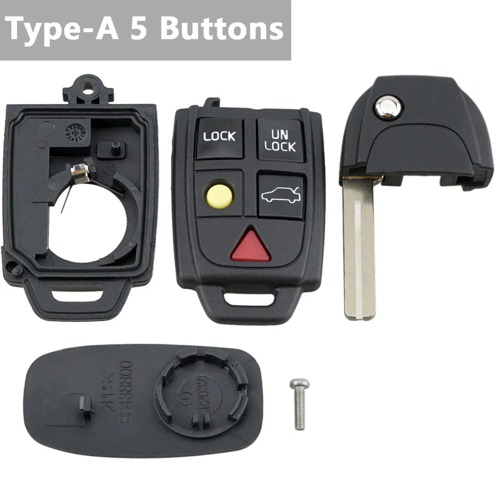 5 Buttons Flip Remote Key Case FOB Replacement Fit for VOLVO S80 1999-2006 / S60 2000-2009 /  V70 2000-2007 XC90 2002-2013 5 buttons flip remote key case fob replacement fit for volvo s60 2000 2009 s80 1999 2006 v70 2000 2007 xc90 2002 2013 car key