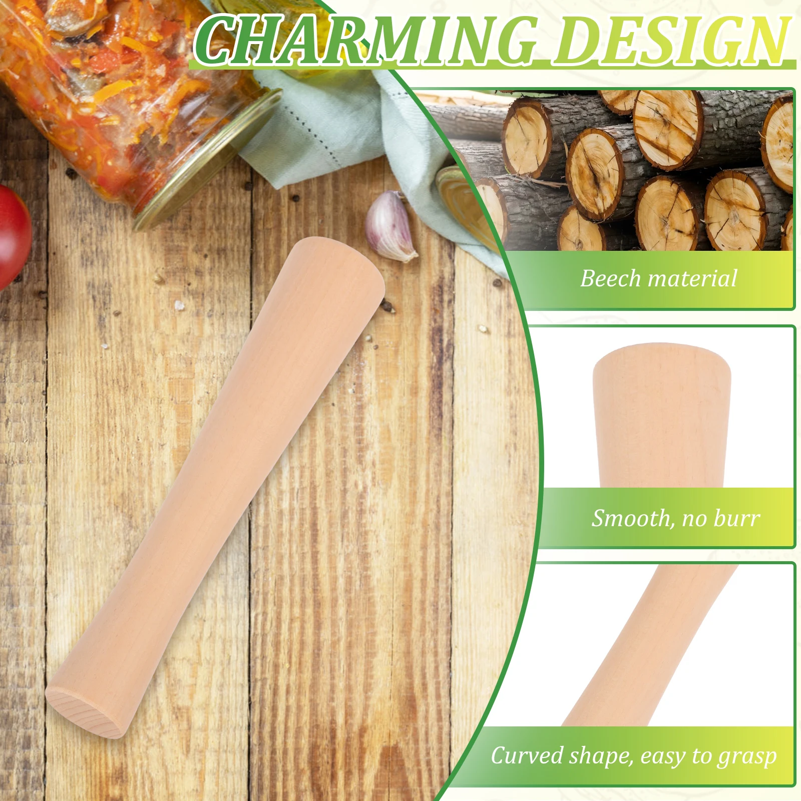 Vegetable Fermentation Tamper Wooden Grinding Rod Cabbage Sauerkraut Pounder-Fermenting Food Tool Vegetables Fruits Crushing Rod