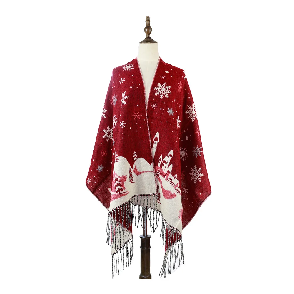 2023 Scarf for Women Korean Version of The Fall Christmas Snowflake Scars F Faux Cashmere Shawl Warm Long Shawl