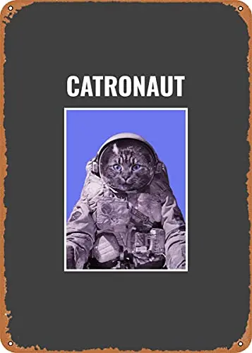 Винтажный металлический знак космическая кошка, патентованная Художественная печать, подарок в стиле ретро, 8x12 дюймов
