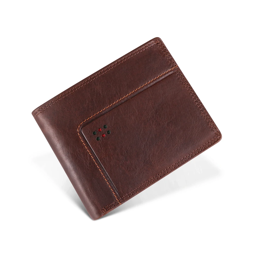 Men's Leather Wallet Crazy Horse Leather Business Retro Horizontal Wallet  RFID Card Wallet For Men Money Wallet