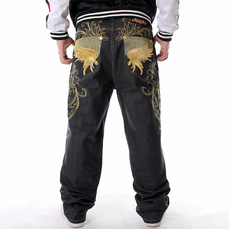 

Y2K Fashion Men's New Loose Jeans Hip Hop Embroidery Graffiti Printed Oversized Denim Pants Men Streetwear Black Jean Trousers