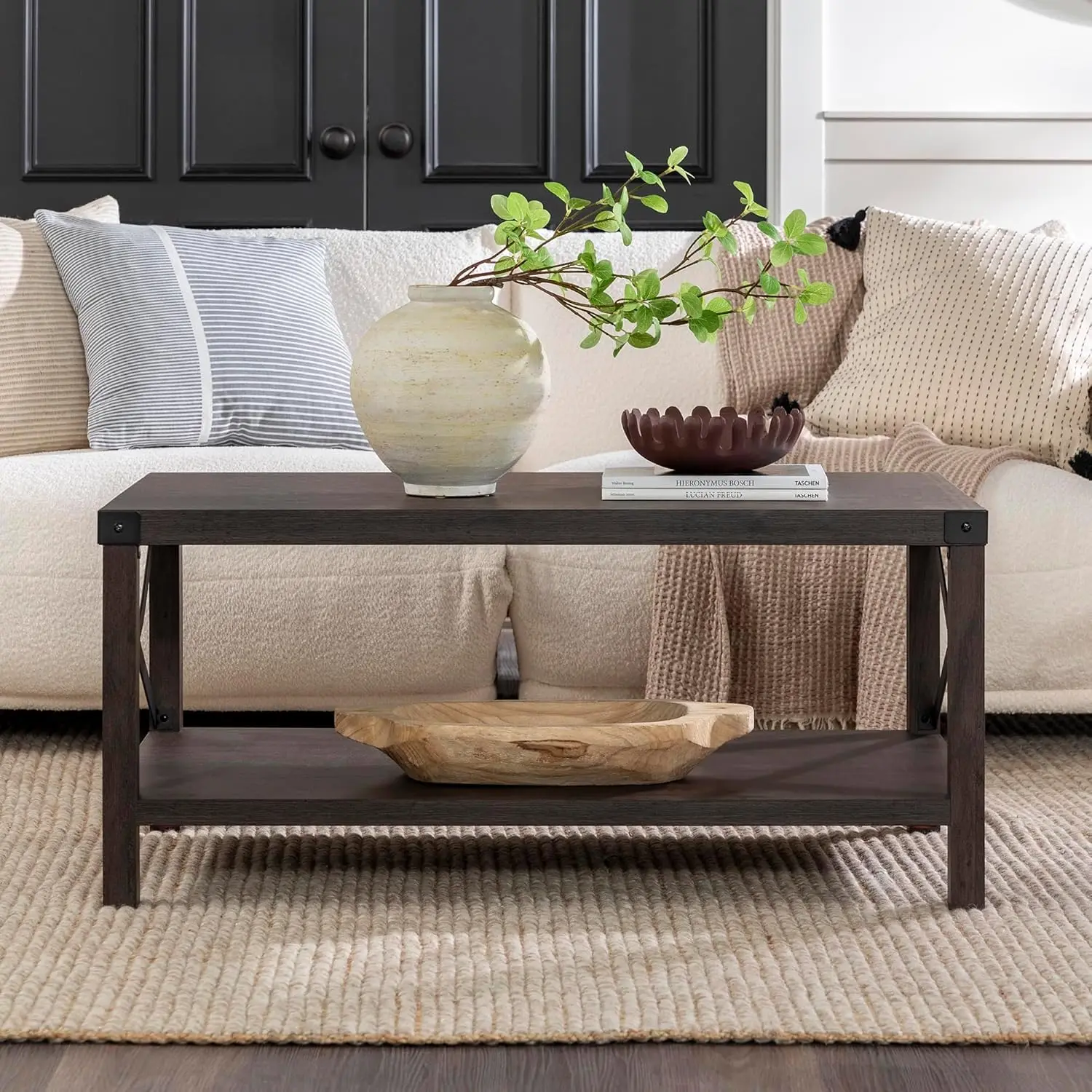 Sedalia Modern Farmhouse Metal-X Coffee Table, 1 Pack, Sable Grey 6