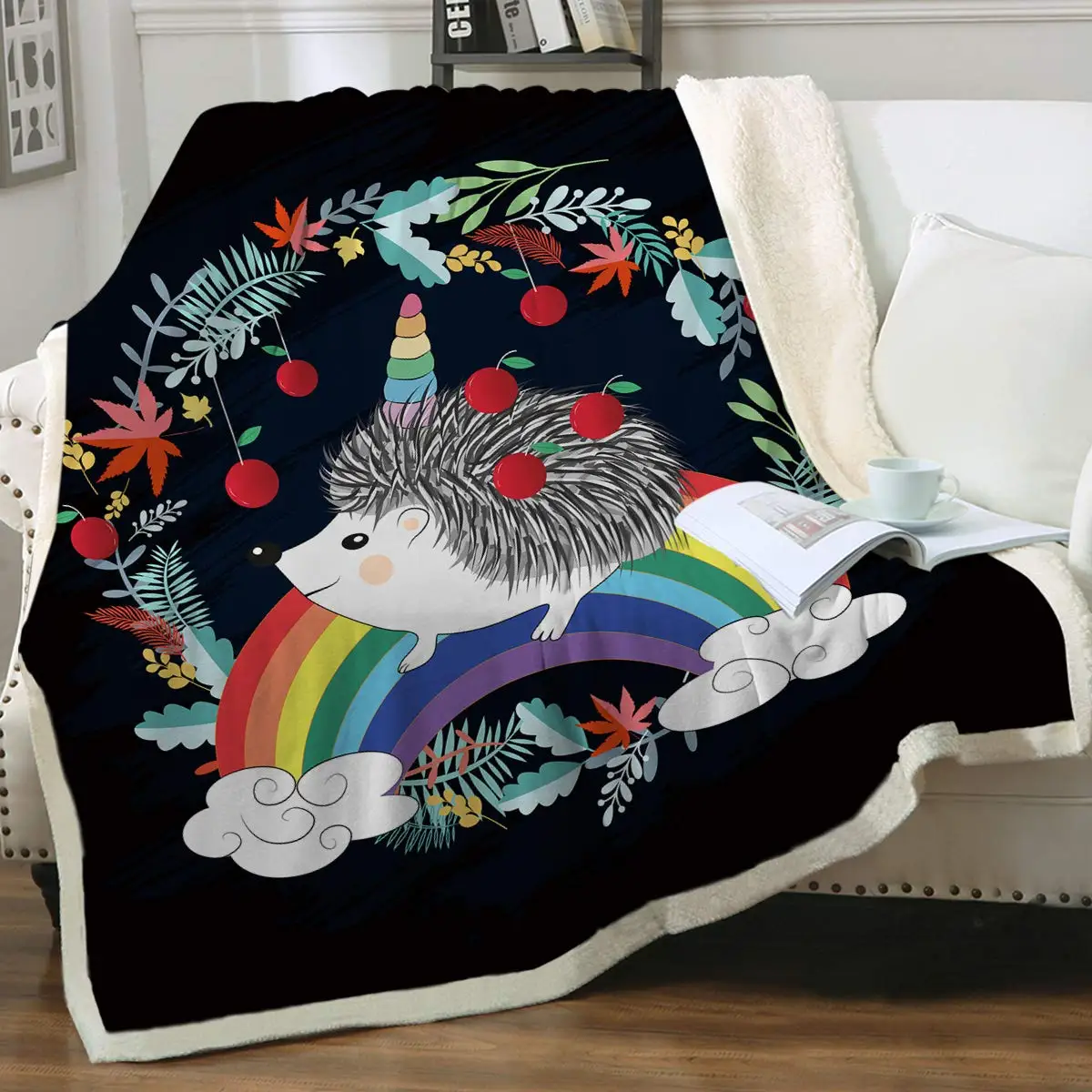 

Hedgehog Flannel Throw Blanket Cute Animals Soft Lightweight Warm Fashion Couch Sofa Bed All Season Kids Girls Boys Lover Gifts