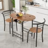 3 Pieces Dining Set Breakfast Table Set Space Saving Wooden Chairs and Table Set, for Dining, Office and Living Spaces of Home 1