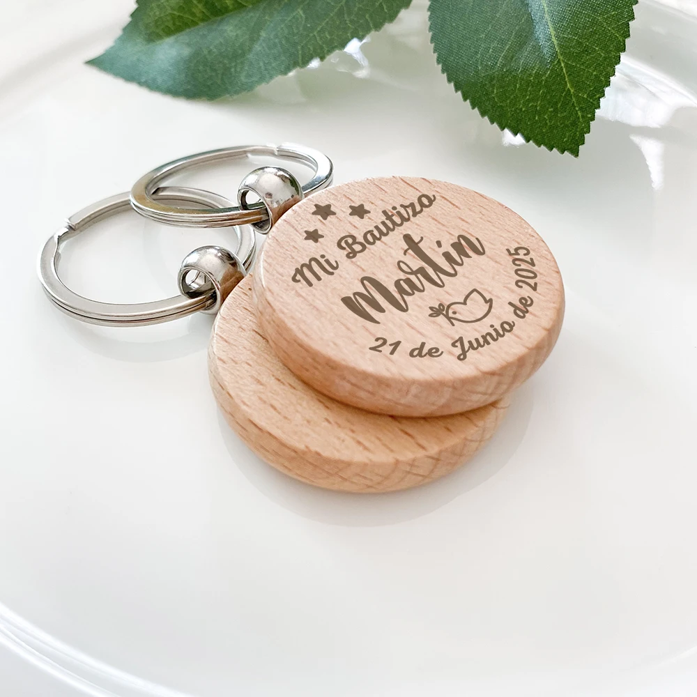 Beer Bottle Opener Keychains Pop Keychain Toys Custom Wooden Keychains Baptism Gifts for Guests Baby Christening Favors First Birthday Souvenirs Personalised Key Rings