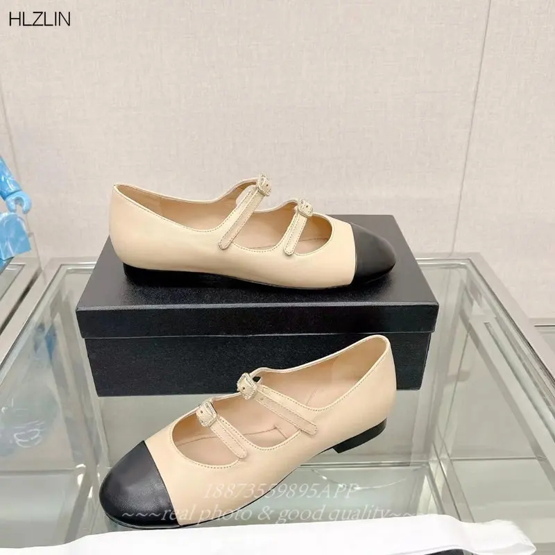 

2023 Spring/Autumn New Round Toe Flats with Belt Buckle Shallow Mouth Single Shoes shoes for women