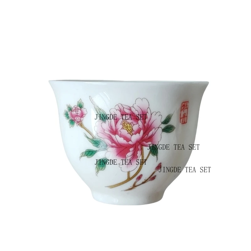 Small Ceramic Kung Fu Tea Cup Creative White Porcelain Sheep Fat Jade Flower Cup Tea Bowl