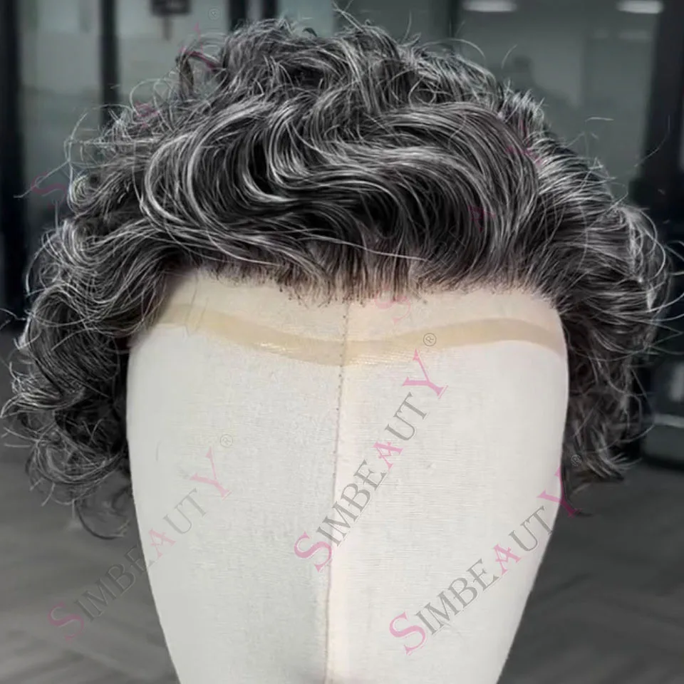 Durable Q6 Men 1B20 1B80 Grey Black Human Hair France Lace&Thin PU Man Wigs Breathble Toupee Undetectable Hairline Bleach Knots