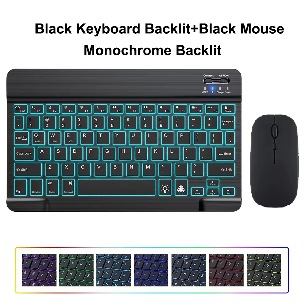 10-inch Wireless Backlit Bluetooth Keyboard and Mouse for Multi-Device Compatibility