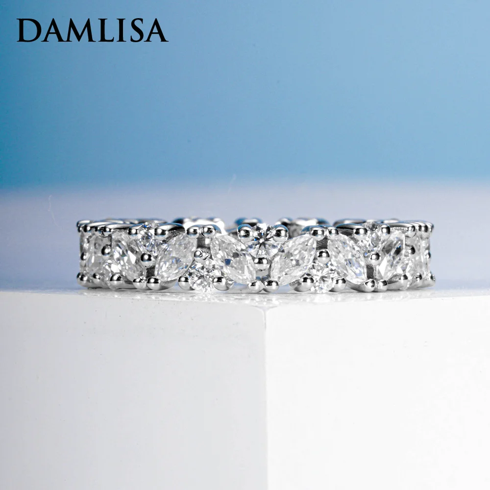 damlisa-d-color-round-cut-vvs1-marquise-cut-moissanite-wedding-band-ring-women-925-sterling-silver-18k-gold-plated-eternity-ring