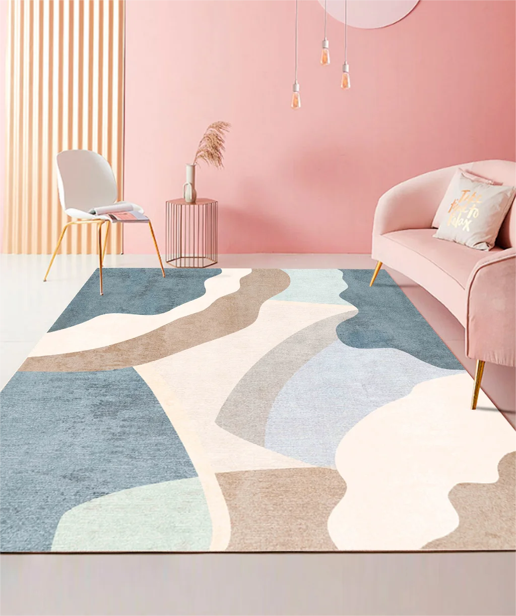 VIKAMA Moderne einfache rosa Wohnzimmer Teppich Home Decor Mädchen Schlafzimmer Bett Decke großes Sofa Couchtisch Garderobe Bodenmatte – Detail 9