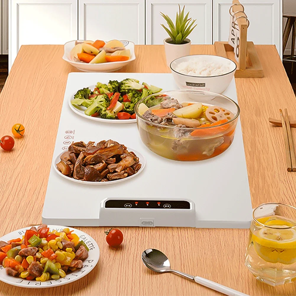 Food Electric Warming Tray Fast Heating Foldable Food Warmer Plate 60°C-100°C Adjustable Temperature Keeps Food Hot Warming Tray