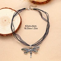 Fashion Crystal Dragonfly Pendant Necklaces for Women Vintage Insect Multi Layers Rope Necklace Jewelry Thanksgiving Gift - Image 6