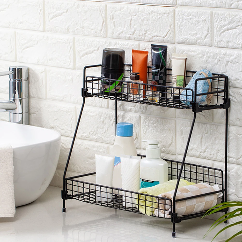 Standing 2 Tiers Spice Herb Jar Rack Holder Storage Organizer Counter Shelf Black: 3 - 5 Days Free Delivery Only UK