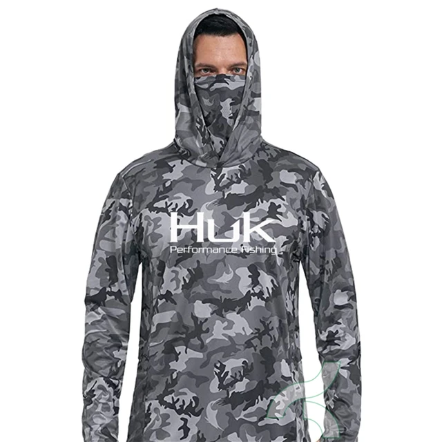 Huk Fishing Shirts Upf 50+ Face Cover Fishing Clothes Sun Uv Protection  Camouflage Hoodie Men's Face Mask Jersey Camisa De Pesca - Fishing Jerseys  - AliExpress