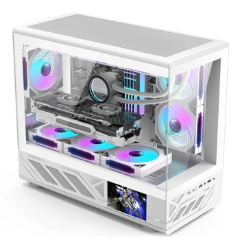 PowerTrain X-GAMERX H6 monitor case with 5" LCD screen, MATX design, coastal-style interior