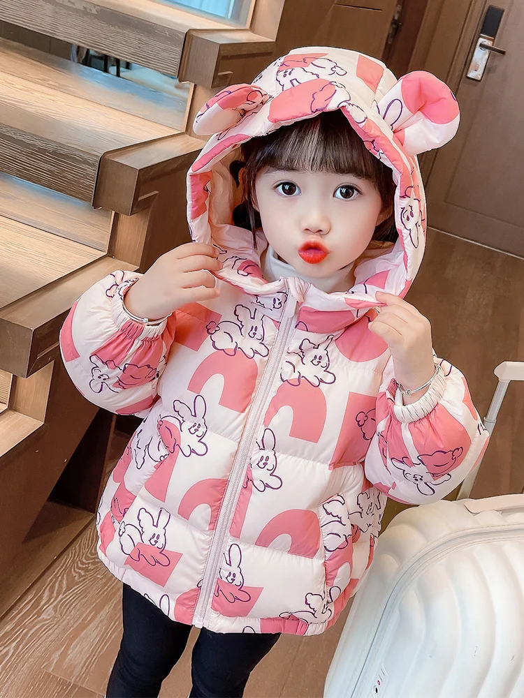 여아용 경량 다운 재킷, 따뜻한 크리스마스 겉옷, 스노우 슈트, 어린이 파카, ..