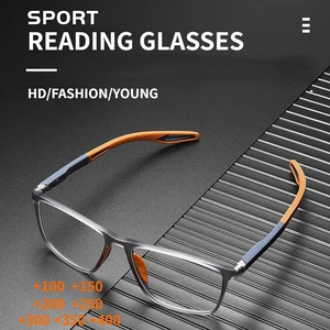 Модные очки для чтения TR90 с силиконовой оправой, новые мужские спортивные очки для дальнозоркости, ультратонкие очки с защитой от синего света, от + 100 до + 400