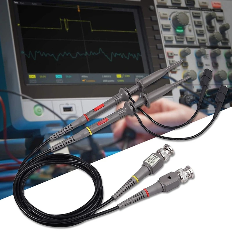 100 Mhz Oscilloscope Clip Probes W BNC To Mini Grabber Test Lead Kit Clips Probe 