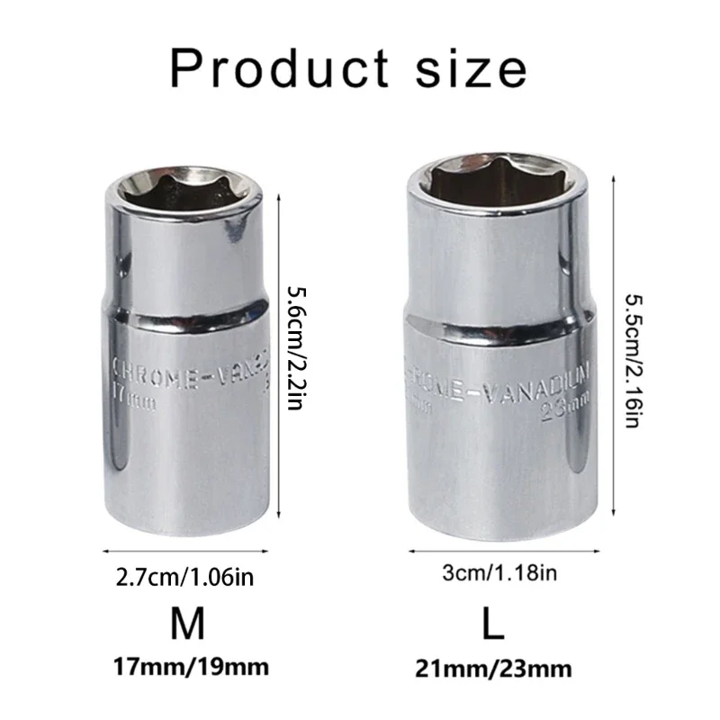 17/19mm and 21/23mm Tire Socket Wrenches with 2 Heads for Car, Bikes, Home DIY Maintenance Dropship
