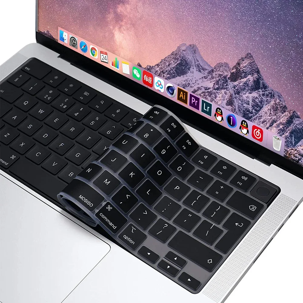 Tampa do teclado compatível para MacBook Air 13.6, M2, M3, A3113, A2681, A3114, Pro14, 16, M1, A2442, A2485, A2779, A2780 com Touch ID