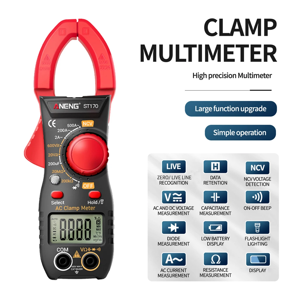 Smart Clamp Meter High Precision AC DC Current Plier Ammeter Voltage Tester 1999 Count Hz Capacitance NCV Ohm Diode Test clamp meter