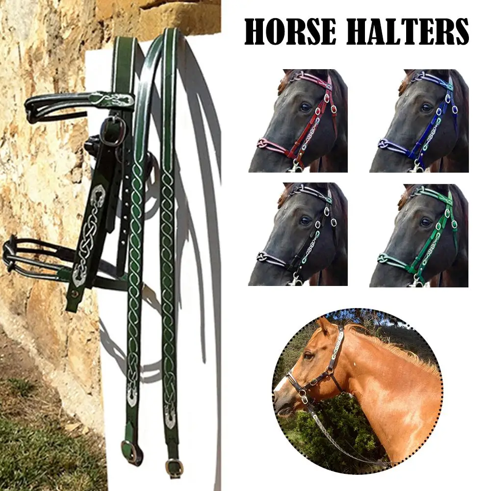 Adjustable Horses Bridle Halters Beloved Horse Head Security Curtain Long-lasting High-quality Comfort Leather Acce M5I9