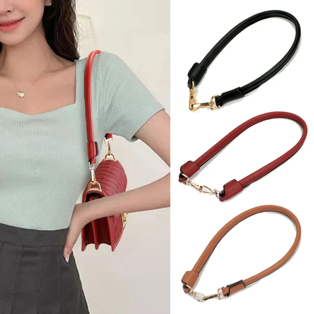 Genuine Leather Bag Strap Handbags Handles For Handbag Short Bag Strap  Purse Strap Golden Buckle