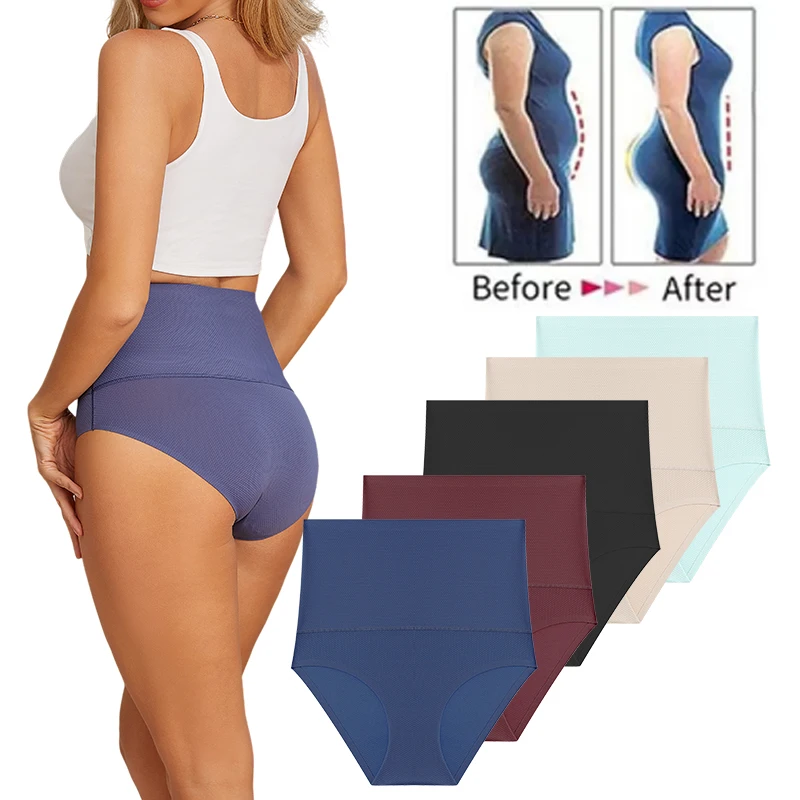 

High Waist Seamless Bodyshaper Anti-bacteria Panties Women Underwear Soft Crotch Briefs for Female Intimates Lingerie Shapewear