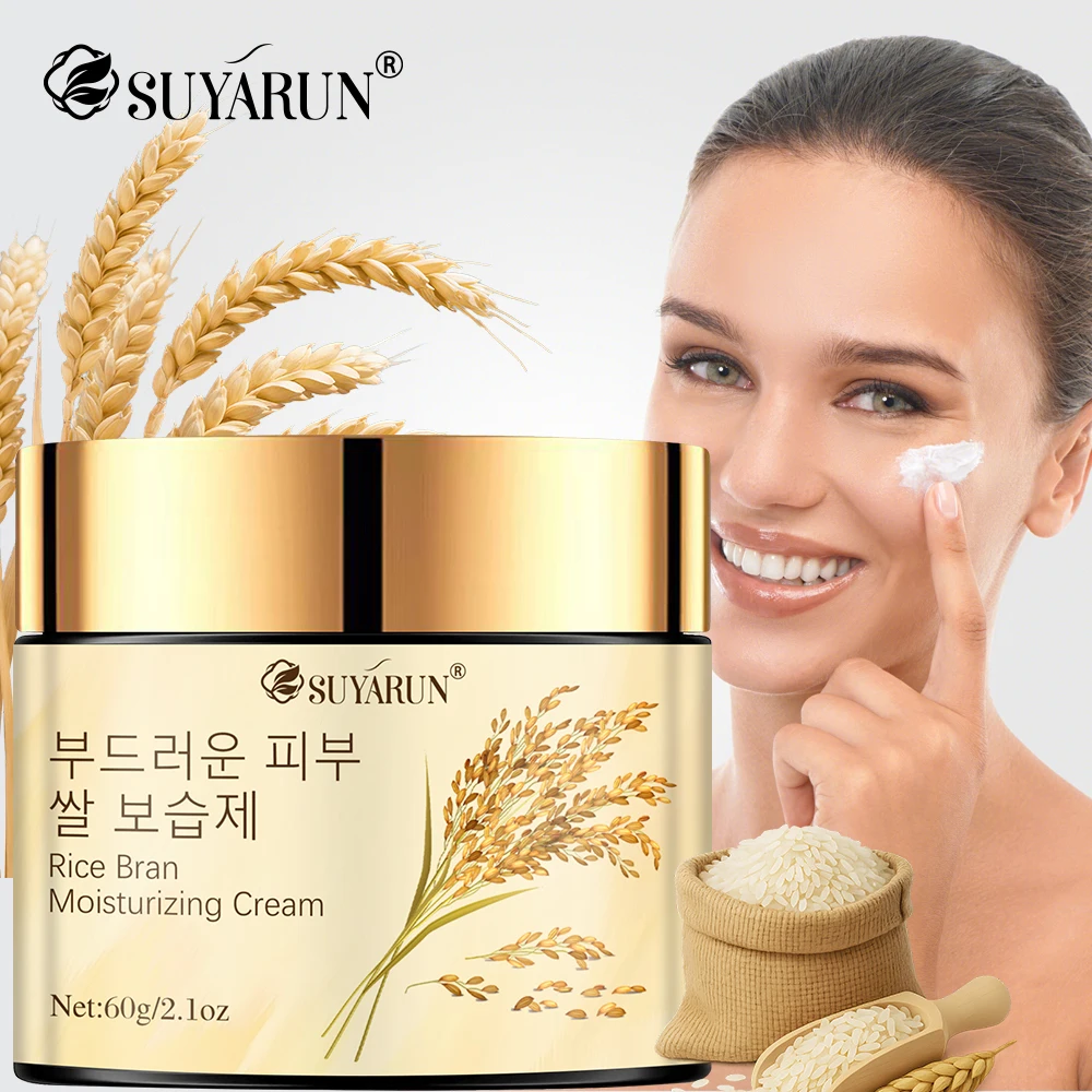 SUYARUN Creme facial hidratante com extrato de arroz coreano 24 horas de umidade - cuidados com a pele nutritivos e iluminadores para pele seca e sensível, todos os tipos