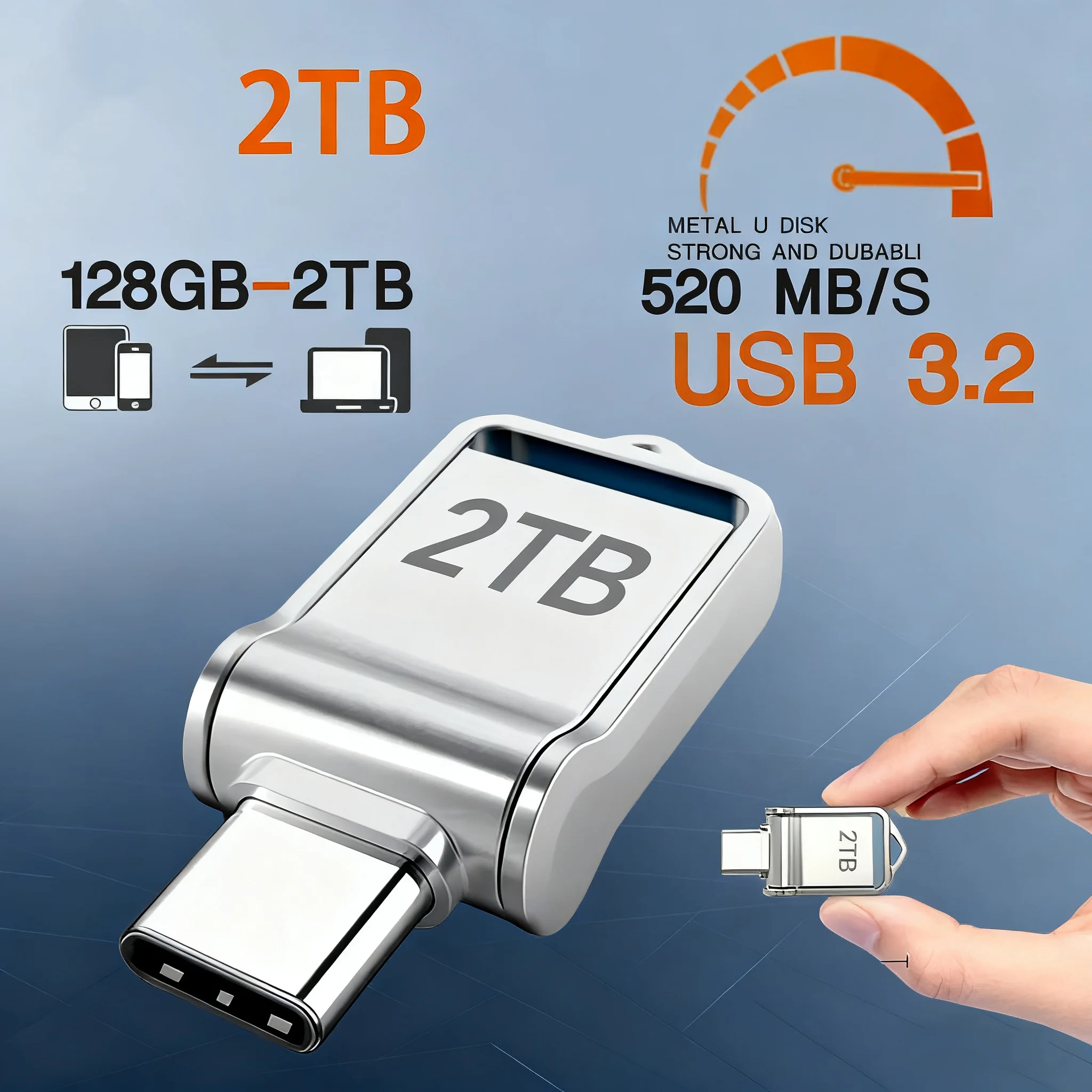 Mini 2TB Flash Drive USB 3.2 Fast Type C Pen Drive Memory Stick High Speed Data 1TB 512GB For Computers Phone PC Fast U Disk